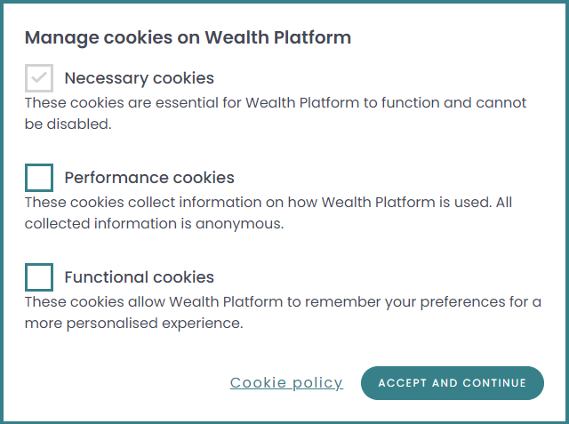 Manage cookies modal