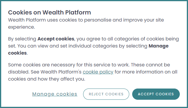 Cookie policy modal